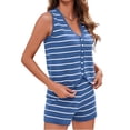 thumbnail image 5 of Womens 2 Piece Outfits Sleeveless V Neck Striped Knit Tops & Shorts, 5 of 7