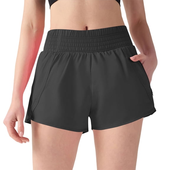 Tsesme Women’s Sport Shorts with Zip Pockets Lightweight Quick Dry Workout Yoga Shorts Elastic High Waisted Loose Running Shorts,Black,XL