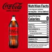 Coca-Cola Zero Sugar Soda Pop Bottle, 2 Liters