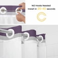 thumbnail image 5 of Purple Grey Stripe No Hook Shower Curtain Waterproof, Bathroom Curtains with Snap in Liners and See Through Top Window, Minimalist Farmhouse Striped Hotel Style Bathtub Curtains Shower 72"Wx84"L, 5 of 8