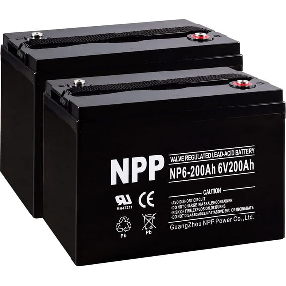 NPP 6V 200Ah (T16A, 2Pcs) Golf Cart Battery, SLA AGM Battery, Replace UB62000, Pallet Jack, Ideal for Solar Setup, Trolling Motor, RV, Marine, Wheelchair, Camping and Sightseeing Car