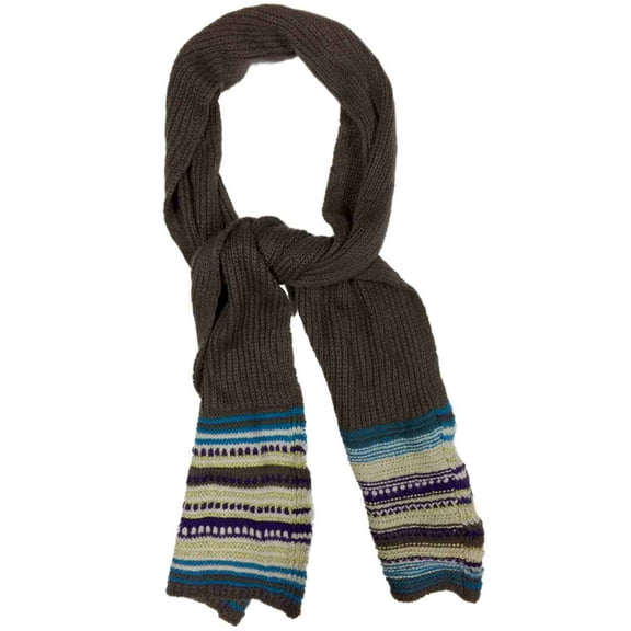 Fownes Womens Brown & Blue Cable Knit Winter Neck Scarf