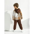 thumbnail image 4 of Toddler Baby Boys Clothes Plaid Hooded Sweatshirt Tops + Sweatpants Fall Winter Outfits Set 1-6T, 4 of 9
