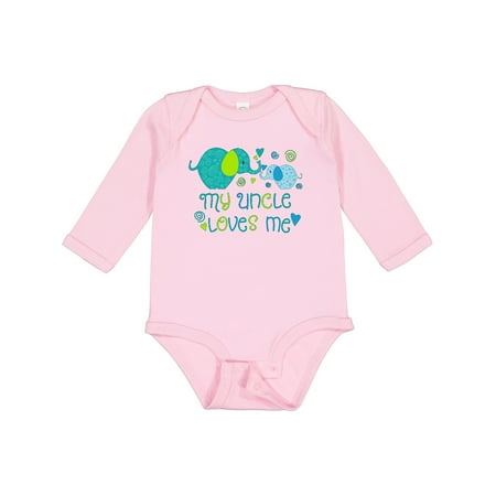 

Inktastic My Uncle Loves Me- Cute Elephants Gift Baby Boy or Baby Girl Long Sleeve Bodysuit
