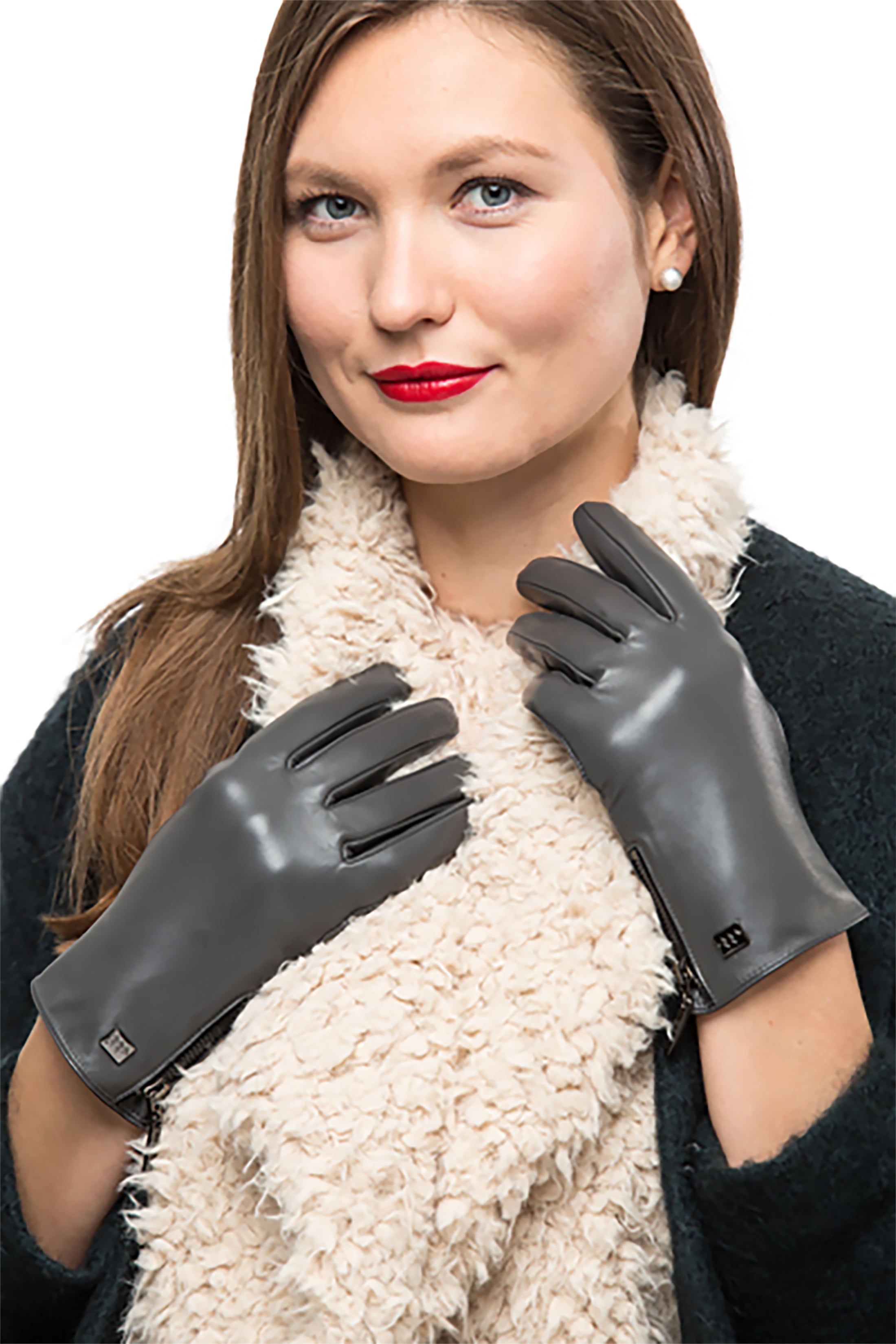 Mio Marino - Mio Marino Women’s Chic Zipper Nappa Leather Gloves ...