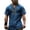 Blue, variant on V-Neck Medieval Viking Style Henley Shirt of Men Celtic Knot Embroidered Short Sleeve Linen Blend Tunic Top