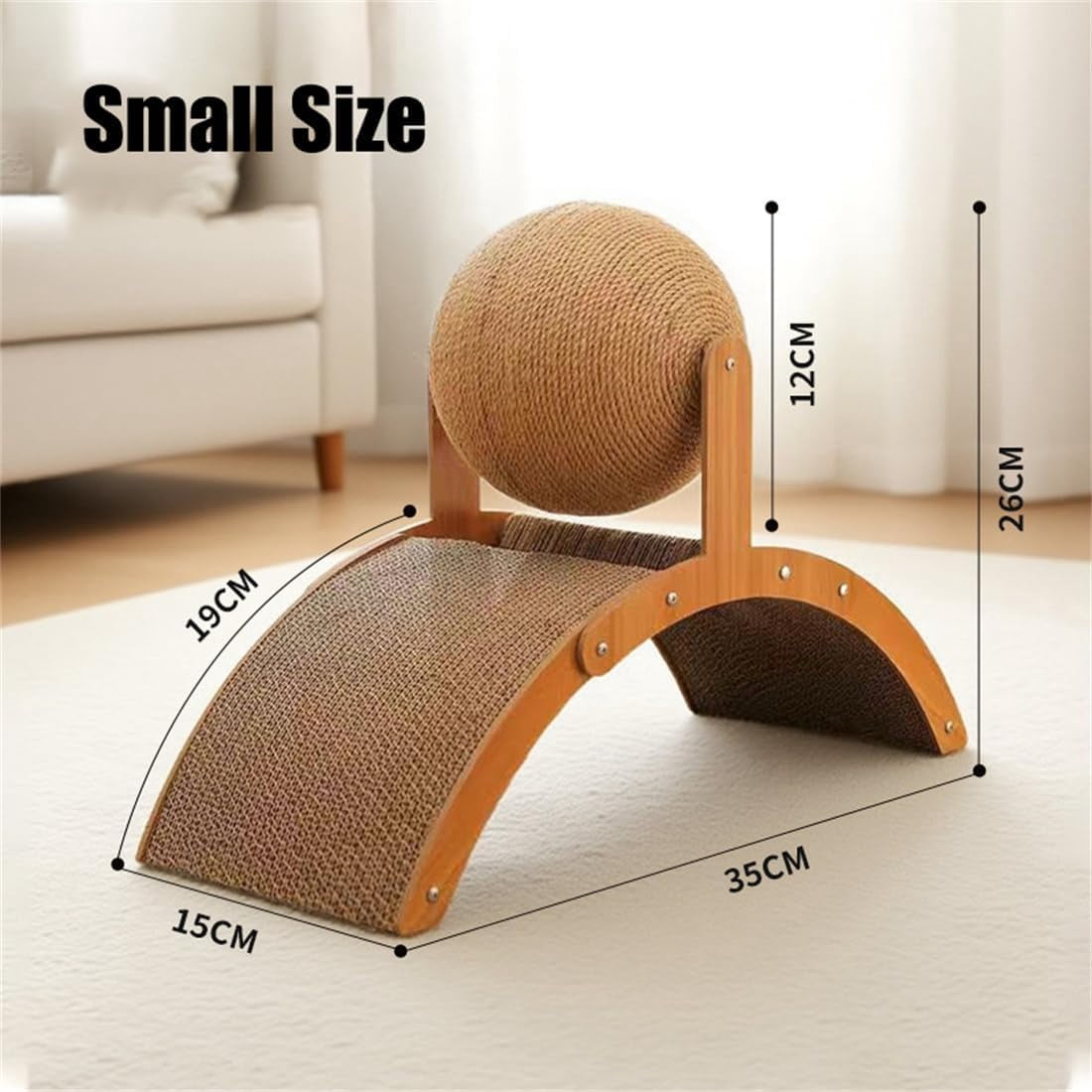 Cat Scratching Ball on Stand, Cat Scratching Post Design with Arch Bridge and Ball for Indoor Cat Kittens Interactive Pet Toys, for Feline Entertainment & Claw Car (Small)