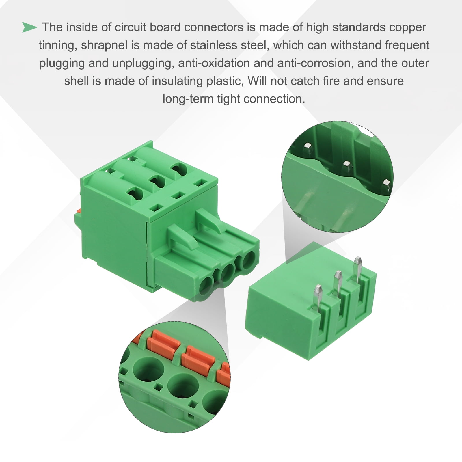 Uxcell 20 Set 3-Pin 5.08mm/0.2" Pitch PCB Mount Screw Terminal Green