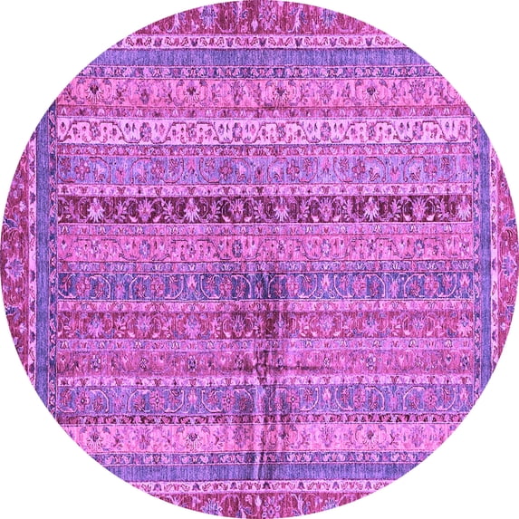 Ahgly Company Indoor Round Oriental Purple Modern Area Rugs, 3' Round
