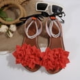 thumbnail image 6 of Sandals Women's Fashionable Casual Summer Flower Decoration Pearl Bowknot Open-Toe Round Head Flat Sandals Orange 36, 6 of 9