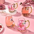 thumbnail image 3 of Taza de té de vidrio Wisolt hecha a mano con diseño floral y juego de cucharas, 3 of 6