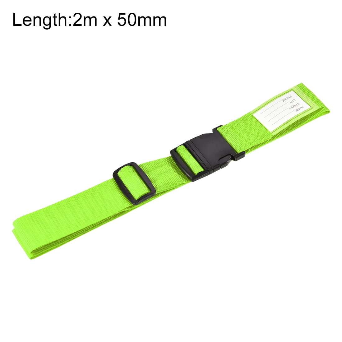 Unique Bargains Luggage Straps Belts with Buckle Label Adjustable Bag Packing Accessories Light Green