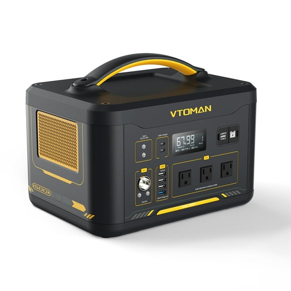 Vtoman Jump 1500X Portable Power Station 1500W, 828Wh LiFePO4 Battery Solar Generator with Dual 100W PD Type and Capacity Expandable,Power Station for Outdoors Camping Travel
