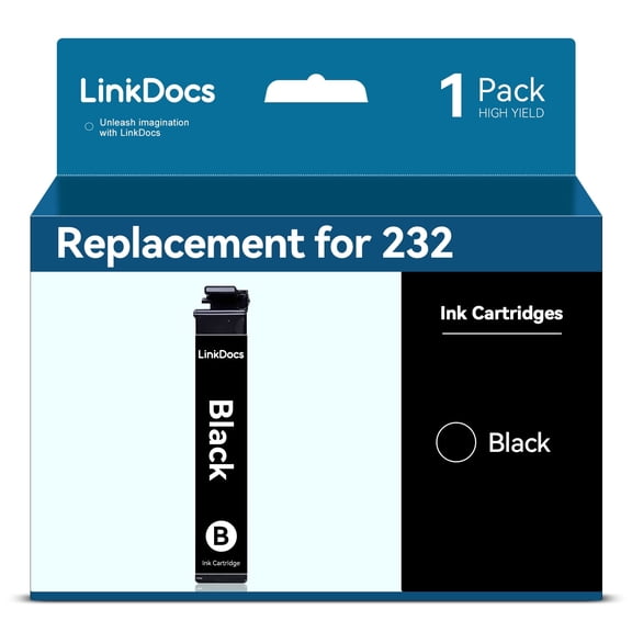 LinkDocs Ink Replacement for Epson 232 ink cartridges BK work for Expression Home XP-4200 XP-4205 Workforce WF-2950 WF-2930 Printer Ink(Black 1Pack)