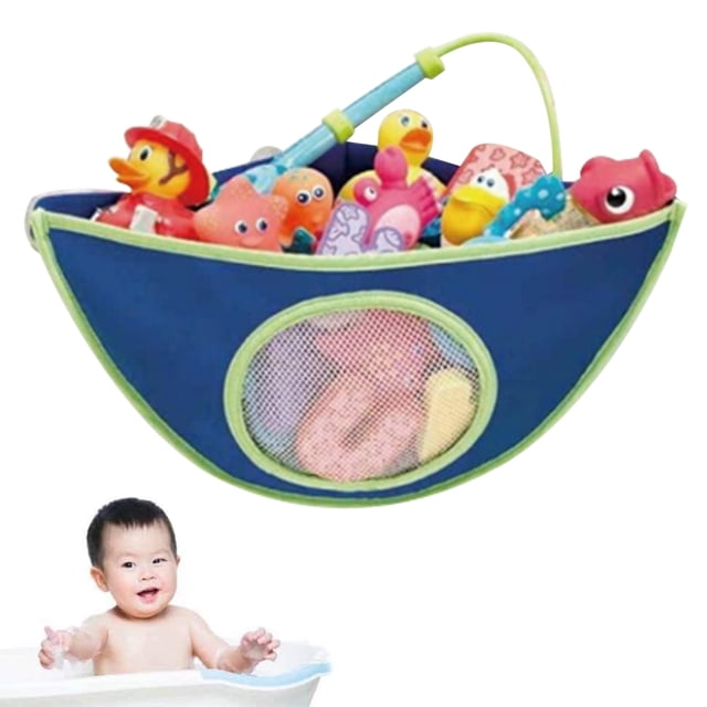 Organizador de juguetes de baño - AMBAS ventosas y pegatinas para colgar - Red de almacenamiento de soporte de juguetes de bañera - Bolsa de carrito de ducha de esquina para niños Zhivalor 220997-3