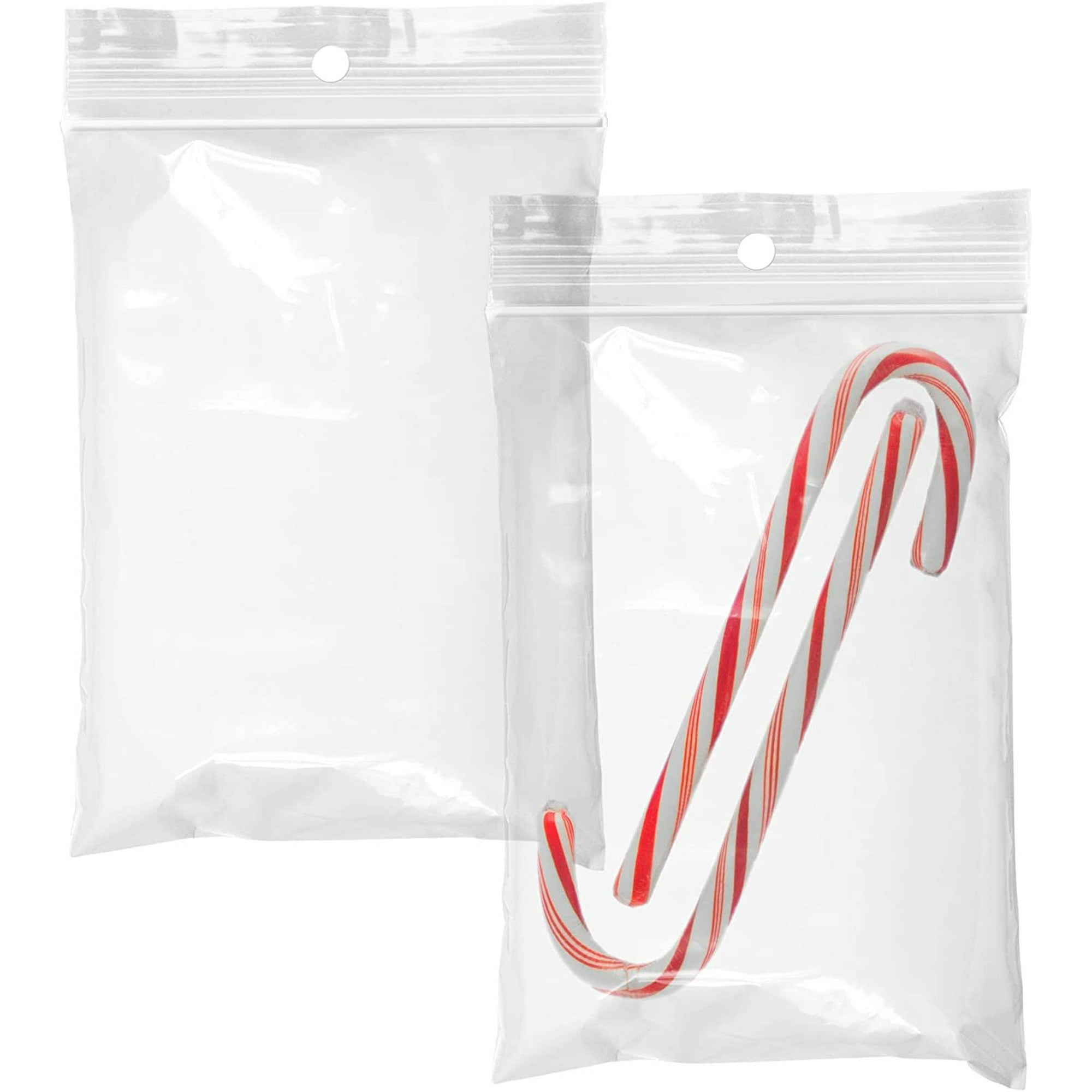 AMZ Supply Polyethylene Bags with Hang Hole, 5 x 7 Clear Plastic Bags 5x7,  Zip Locking Bags 2 Mil Polyethylene Pack of 100 