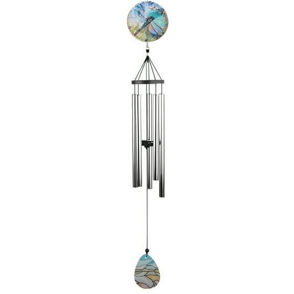 FC Design 37" Long Dragonfly Glass Wind Chime Statue Sculpture Ornament Decoration Home/Room/Garden Decor and Unique Gift Ideas for Housewarming, Holidays and Birthdays