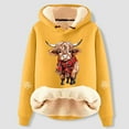 thumbnail image 2 of YUEHUA Sherpa Lined Hoodie Women Highland Cow Graphic Pullover Jumper Thicken College Hooded Sweatshirts, 2 of 5