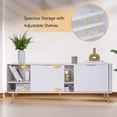 thumbnail image 3 of TV Stand for TVs up to 65" with Sliding Fluted-Doors, EVMORE Modern Entertainment Center w/ Storage Cabinets and Shelves for Living Room, 3 of 7
