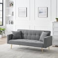 thumbnail image 3 of FFZ 71.7 inch Teddy Fleece Sofa Bed with 2 Throw Pillows and Adjustable Positions, Gray, 3 of 9