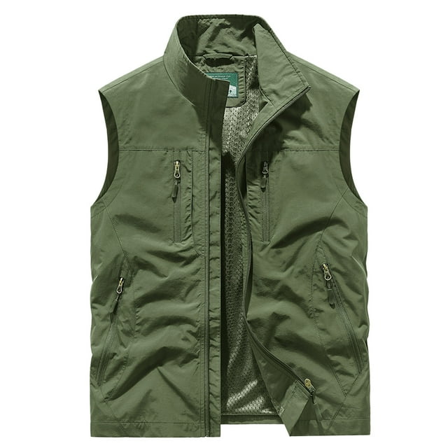Pisexur Windbreaker Jacket Vest Men's Quick-drying Work Clothes Jacket Solid Color Stand-up Collar Zipper Waistcoat Plus Size Hiking Jackets Fall Jackets for Men