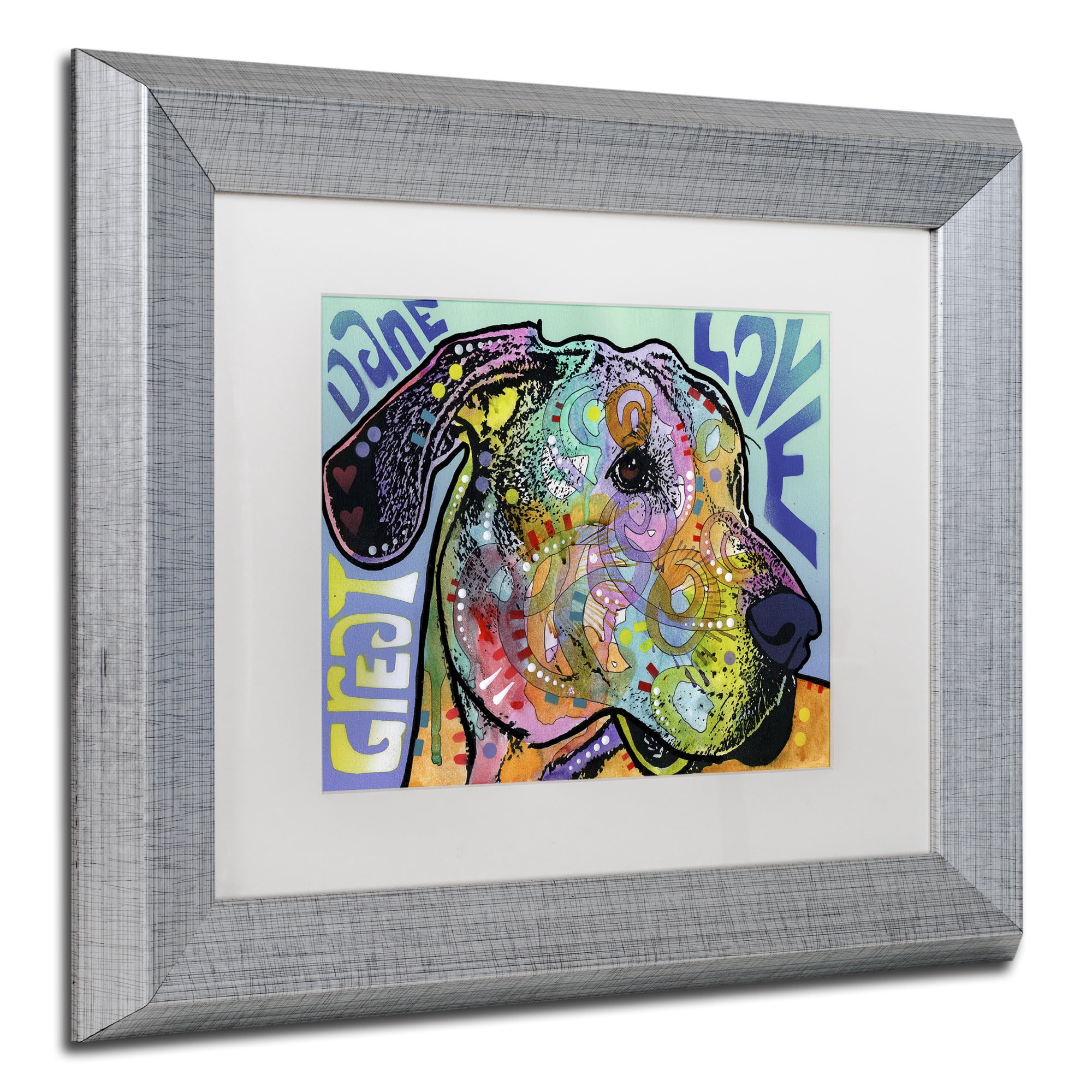 Trademark Fine Art 'Great Dane Luv' Silver Framed Art by Dean Russo
