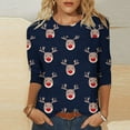 thumbnail image 2 of Festival Saving Christmas Top for Women Fall Reindeer Tees 3/4 Sleeve Round Neck Tops Tshirts for Holiday Fall Clothes My Items, 2 of 5