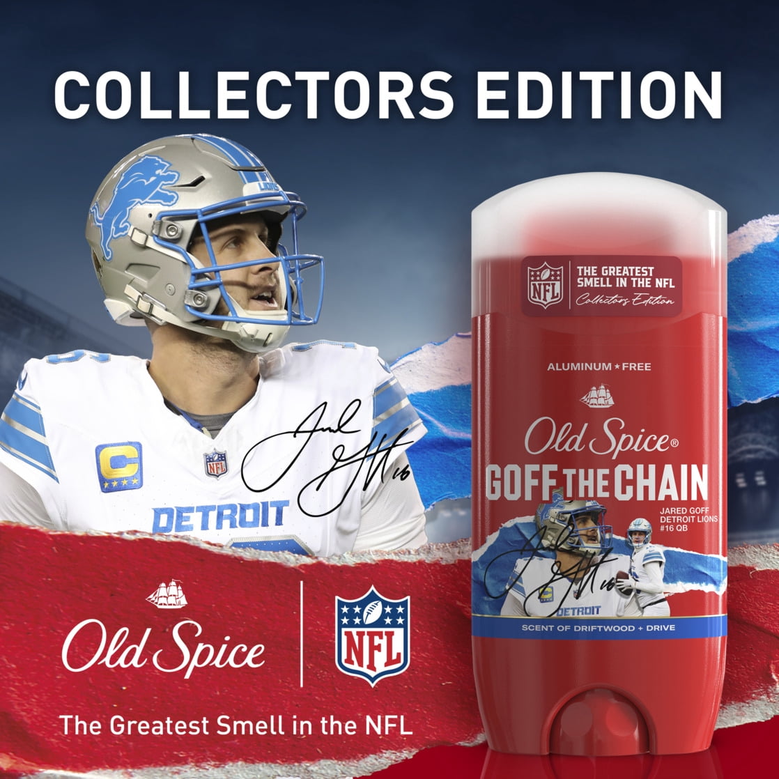 Old Spice Men's Aluminum Free Deodorant, NFL Collection, Goff the Chain, Driftwood + Drive, 3oz