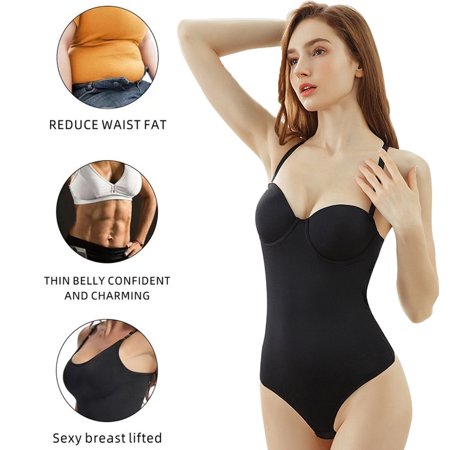 

Women Waist Shaper Bodysuit Full Body Shaper Vest Camisole Tops Tummy Control Slimming Underwear Adult-L Black