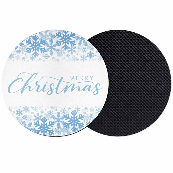 Blue Merry Christmas Coasters Set of 2, Absorbent Coasters for Drinks, Winter Snowflake Xmas Aesthetic Coaster for Desk Coffee Table Protection, Home Decor House Warming Gifts 4"