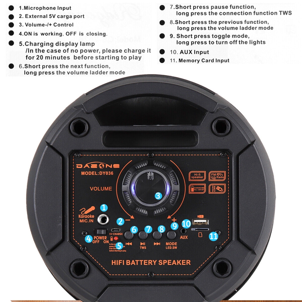 Dual 6.5" Portable Wireless Bluetooth Speaker Outdoor Sound PA System Heavy Bass with Microphone