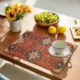 thumbnail image 2 of Brown Red Placemats Set of 4, Vintage Boho Ethnic Geometric Abstract Art Placemats for Dining Table, Place Mats for Kitchen Tabletop, Waterproof Wipeable Dining Table Mats Set, 2 of 9