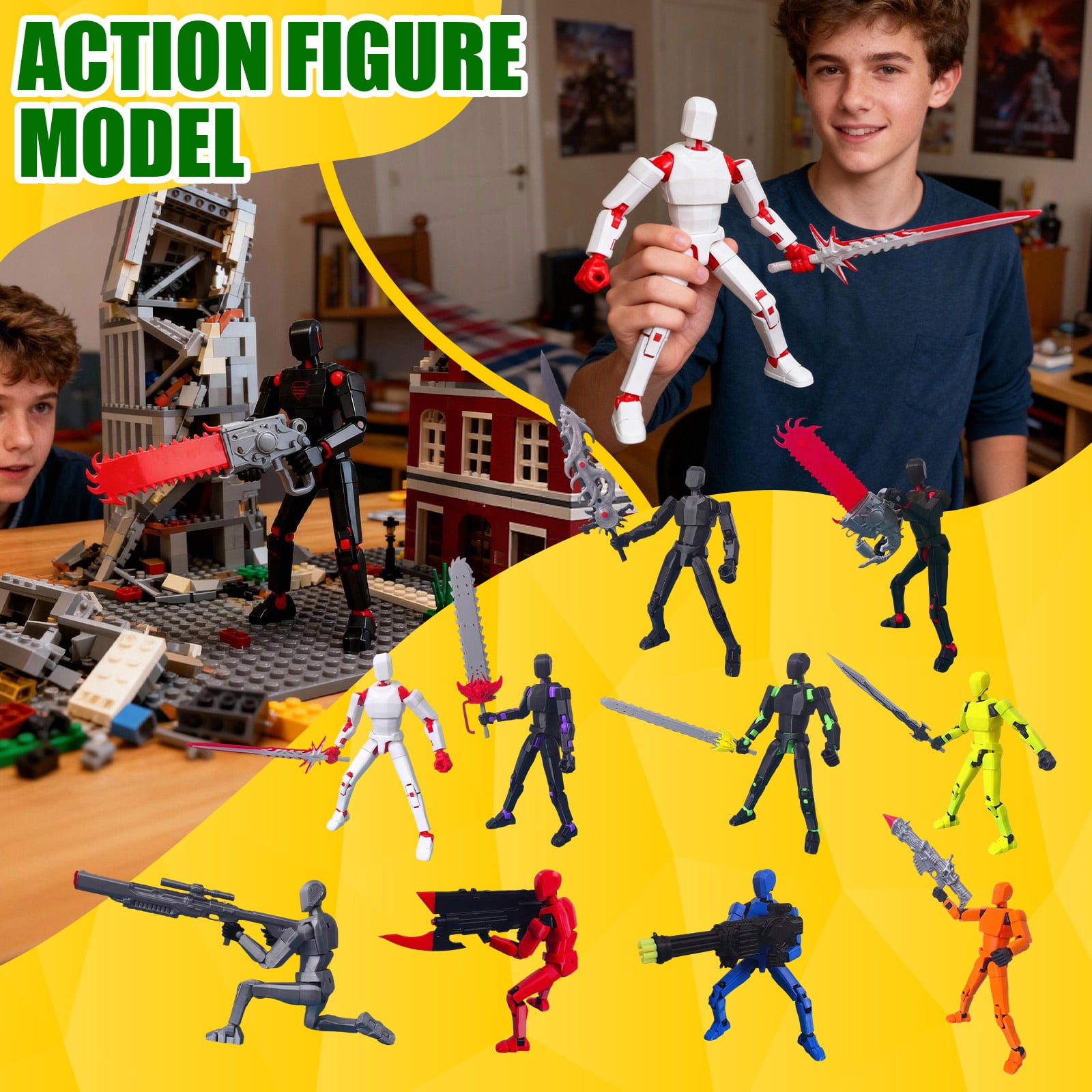 Figura Robot T.13 Stampata In 3D – Action Figure Articolata, Multi-giunti, Da Assemblare, Decorazione Da Scrivania E Collezione
