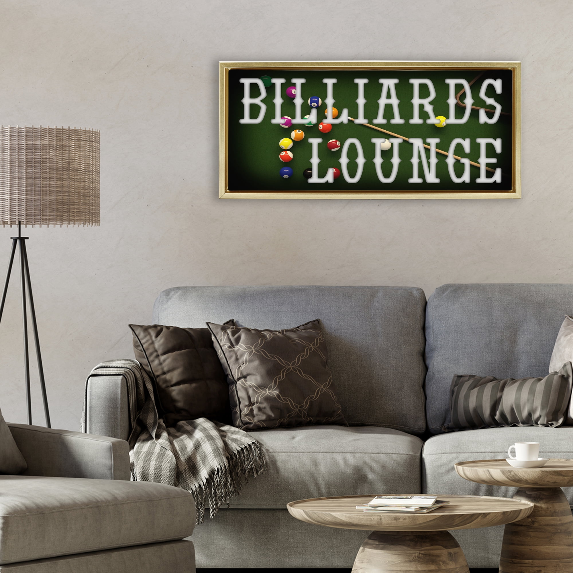 Stupell Industries Billiards Lounge Recreation Gold Framed Floater Canvas Wall Art, design by Marcus Prime