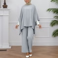 thumbnail image 4 of Elegant Women'S 2-Piece Cape Tunic & Wide-Leg Palazzo Pants Set - Flowy Casual Outfit For Daily & Dressy Occasions, 4 of 6