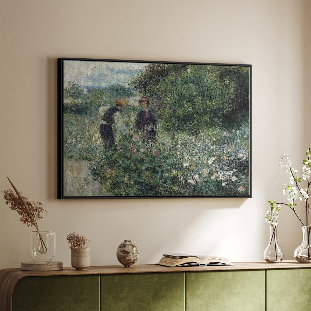 Vintage Botanical Print-LVIII By Wexford Home Framed in Black Wood Gallery Wrapped Canvas 27 in. x 41 in.