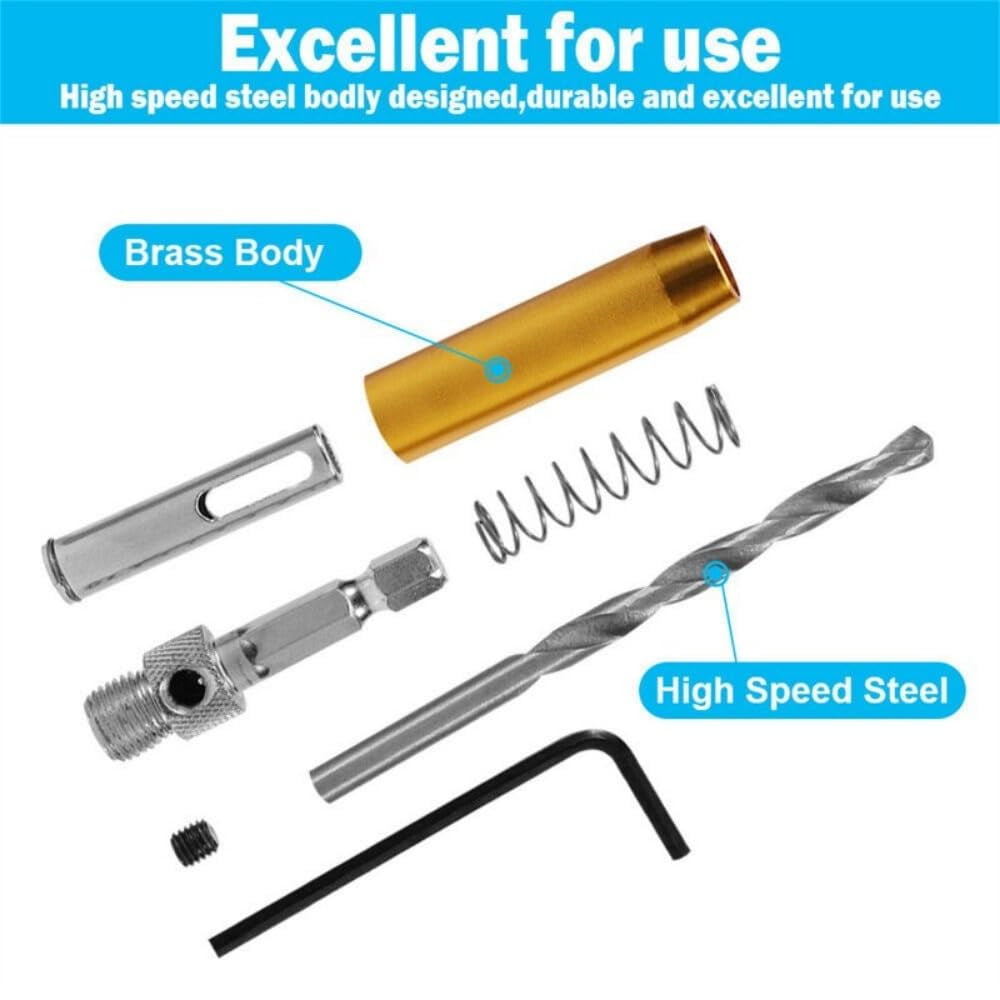 7Pcs Self Centering Drill Bit Set, Center Drill Bit Set With Hex Wrench, 2 Side Holes, Automatic Positioning Center Drill Sleeve, Woodworking Drill Bit Kit Set