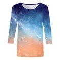 thumbnail image 3 of MKLEKYY Hauts à Col Bateau pour Femmes Manches Trois-Quarts Décontractées Quotidiennes Col Rond Imprimé Complet Haut Ample à Manches Longues T-Shirt, 3 of 3