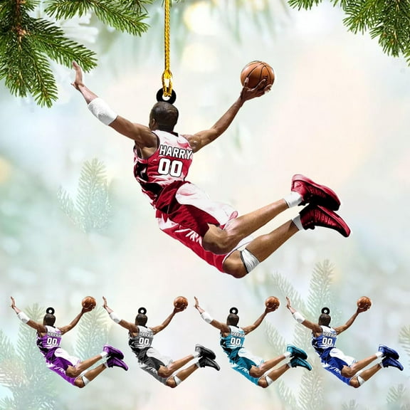 Personalized Basketball Ornaments, Basketball Christmas Ornament, Custom Basketball Player Ornament, Basketball Ornaments for Christmas Tree, Basketball Team Ornament (B1) (Red)