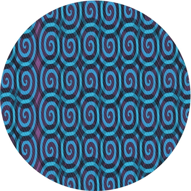 Ahgly Company Machine Washable Indoor Square Transitional Deep Sky Blue Area Rugs, 3' Square