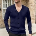 thumbnail image 2 of LNWUY Mens Cardigan Sweater Long Sleeve Hoodless Casual Cable Knitted V Neck Button Down Fall Winter Chunky Sweaters Blue L, 2 of 7