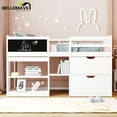 thumbnail image 6 of Low Loft Bed Twin Size with Rolling Desk, Storage Shelves and Chalkboard, Loft Bed with Storage Drawer and Full-Length Guardrail, Twin Loft Bed, White, 6 of 13