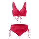 thumbnail image 4 of Gibobby Bañador de Bikini Mujer Nueva Split Wrap Lace Up Hollow Out Bikini Color sólido Sexy Bikini de cintura alta Conjunto de dos piezas(Rojo,XL), 4 of 5