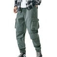 thumbnail image 2 of SWSMCLT Men's Cargo Pants Drawstring Ankle Elastic Waist Casual Closed Bottom Relaxed Loose Fit Baggy Joggers Pants Fashion Work Utility Pockets 88Grey Large, 2 of 4