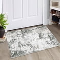 thumbnail image 2 of Hasoo 2' x 3' Throw Area Rug Modern Abstract Doormat Washable Indoor Floor Cover Distressed Small Carpet Gray/Green, 2 of 5