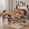 thumbnail image 3 of AFO Upholstered Dining Chairs Set of 6, Solid Wood Dining Room Chairs with Ergonomic Padded Backrest, Modern Chenille Side Chair for Kitchen, Dining Room & Café, Camel, 3 of 12