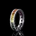 thumbnail image 2 of Rainbow Sapphire Ring, 14k Gold Plated Multi Colour Sapphire Stone half Eternity Ring, Sapphire Rainbow Ring, Stacking Gift for her Women's., 2 of 2