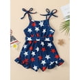thumbnail image 3 of Bagilaanoe 4th of July Jumpsuit Shorts for Toddler Baby Girl Sleeveless Stars Print Romper Overalls with Belt 12M 18M 24M 3T 4T 5T Kids Independence Day Outfits, 3 of 9