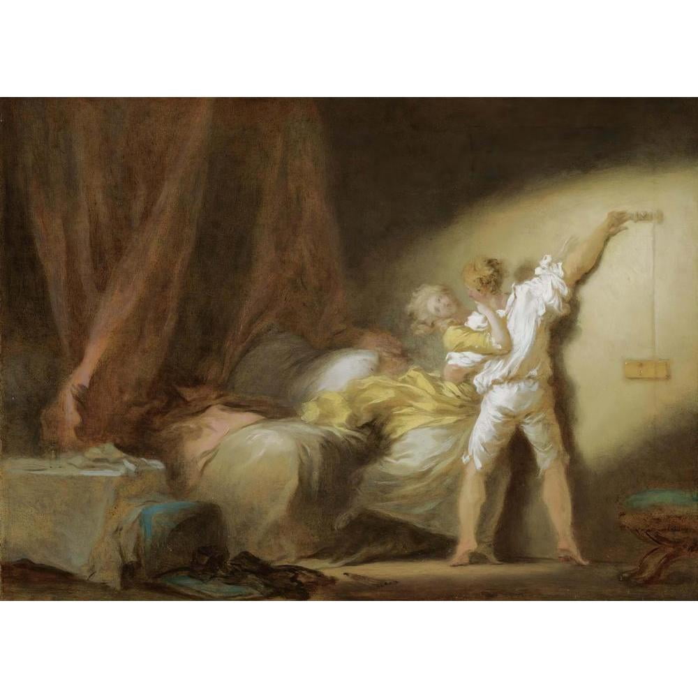 Jean-Honoré Fragonard 14x11 Black Modern Framed Museum Art Print Titled - The Lock (The Bolt) (circa 1770)