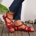 thumbnail image 6 of Yyuenw Women Flock Flat Sandals Crisscross Straps Open Toe Ankle Strap Summer Casual Walking Shoes, 6 of 9